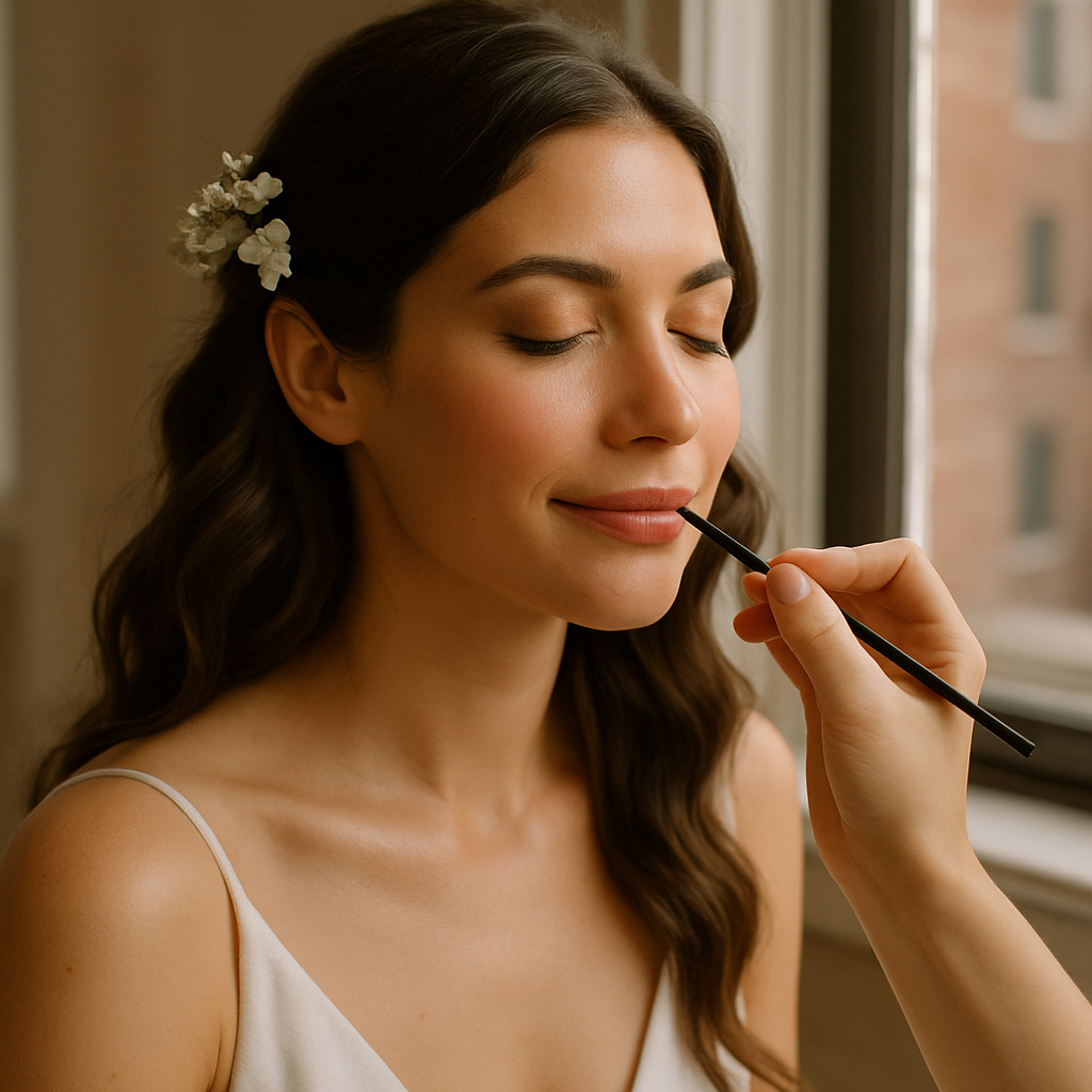 bridal hair stylist in Chicago creating soft glam look as part of bridal hair and makeup package