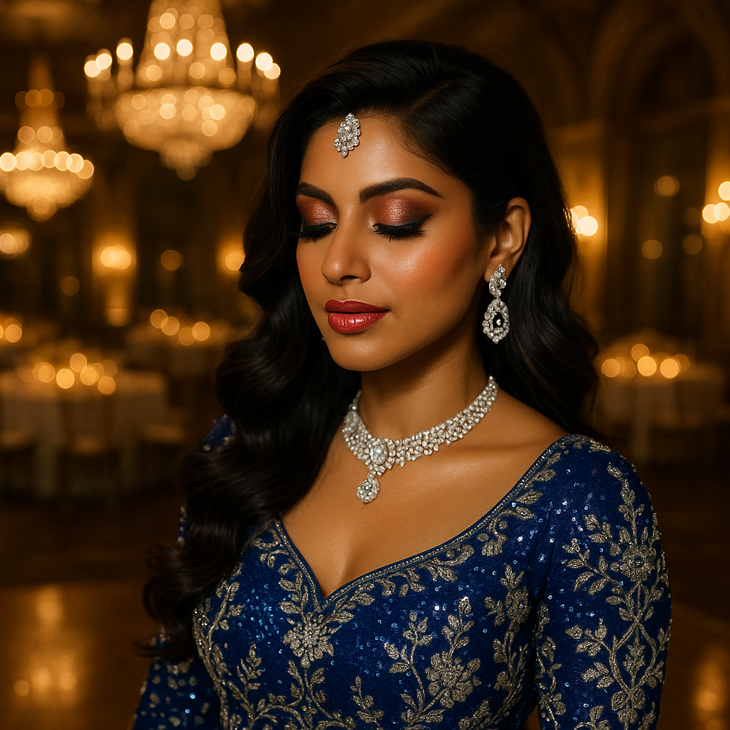Modern Indian Bridal Makeup Chicago Soft Glam - Chicago Style Co | On-Location Hair & Makeup in Chicago modern indian bridal makeup artist chicago styling soft glam bridal look in pastel lehenga